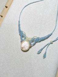 蠟線編織/粉鈣沸石項鍊