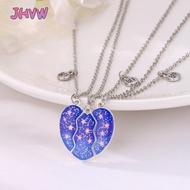 JHVW 3Pcs BFF Necklaces, Cute Friendship Matching Heart Pendant Necklace, Friendship Jewelry Alloy P