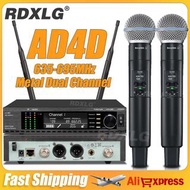RDXLG！ AD4-D 專業雙聲道無線麥克風舞台表演 2通道 600-699MHz UHF 卡拉OK（金屬）手持 BETA58