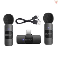 BOYA BY-V20 One-Trigger-Two 2.4G Wireless Microphone System Clip-on Phone Microphone Omnidirectional Mini Lapel Mic Auto Pairing Smart Noise Reduction 50M Trans  Came-022