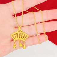 Gold 999.9 Premium Bell Abacus Necklace Women's Bell Pendant Pendant Auspicious Cloud Auspicious Gif