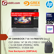 HP OMNIBOOK 7 AI 14-FR0072TU LAPTOP (CU7-255U16GB512GB SSD14"2K"INTEL GRAPHICSWIN11)FREE BACKPACK +