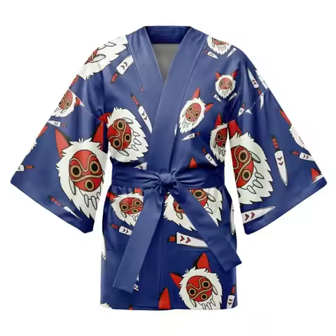 Studio Ghibli Collection Japanese Yukata Ash Elf Ghost Princess Totoro Same Style Kimono