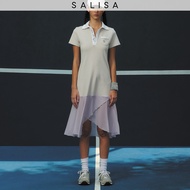 SALISA - POLO DRESS SS24 Grey quick-dry Jersey & Mesh Hem เดรสยาว