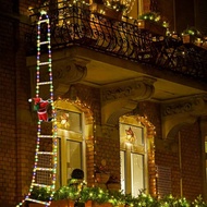 3m/9.84ft Christmas Decorative Ladder Light - Eight Modes, USB Santa Claus Ladder Decorative Light, 