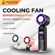 6000mAh Fan Rechargeable 199 Gear Wind Speed Electric Fan Digital Display Adjustable Turbo Portable 