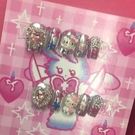 Yk Hot girl metal style hello Kitty Manicure Wearable Nails Reusable Yk spicy girl metal style hello