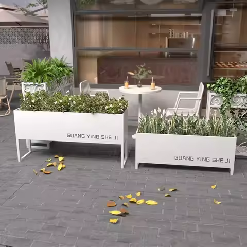 V*-Iron Outdoor Flower Box Fence Partition with Modern Design Durable for Mall Coffee Shop Milk Tea
