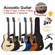 AK Guitar - 38 Inch Acoustic Guitar AK-011C (FREE BAG & TRUSS ROD) + Accessories Set | Gitar Akustik