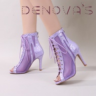 Denova รองเท้าส้นสูงแบบผูกเชือกสำหรับผู้หญิงรองเท้าส้นสูงถึงข้อเท้า Comfort ขนาด34-46รองเท้าเต้นรำ