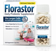 Florastor Probiotics for Digestive &amp; Immune Health, 100 Capsules, Probiotics for Women &amp; Men, Dual Action Helps Flush Out Bad Bacteria &amp; Boosts The Good with Our Unique Strain Saccharomyces Boulardii 100 Count (Pack of 1)