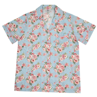 G&G ชุดนอน เสื้อแขนสั้นคอปก กางเกงขาสั้น ผ้าคอตตอน EN1C010 สีฟ้า (SX)