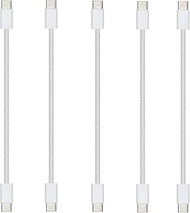 Short USB C to USB C Cable 6 inch 60W Charger Cord Woven, 5Pack Type-C Fast Charging USBC Cable Comp