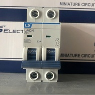 LS MCB APTOMAT 2P LA63N 32A 63A 6KA INSTALLING RCCB RCBO LB63N LC63N
