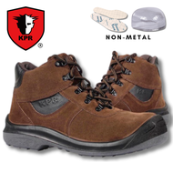 KPR L-221 Water-Resistant Brown Suede Mid-Cut Lace-up Safety Shoes/Boots (Metal-Free) with Impact (Toecap) &amp; Anti-perforation (Midsole) Protection