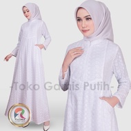 Raisma - Sabai Baju Muslim Maxi Gamis Putih Katun Jepang Gamis Polos Untuk Umroh Model Kantong Kiri