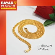 Titanium Chain Necklace Men& Women 24k Gold p.60cm Stainless Steel Metal Gold Korean Jewelry