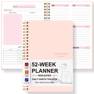 A5 52-Week Planner Undated Weekly Organizer with Habit Tracker Goals & To-Do List Improve Productivi