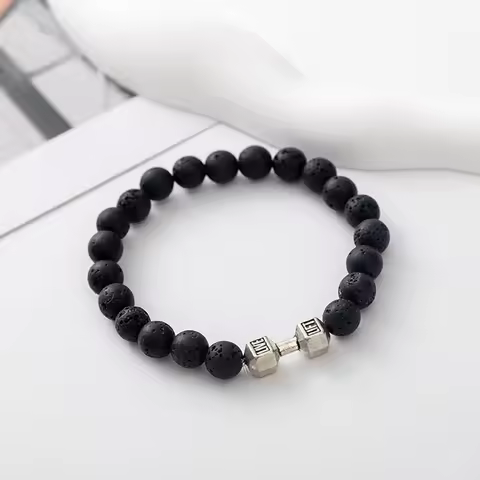 Adjustable Dumbbell Beads Bracelet Black Weathered Wristband Original Yoga Fashion Bangles Jewelry F