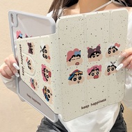【iPad case 360 degree adjustable】Wave Point Hat Crayon Shin chan Suitable for Acrylic iPad Air6 Gen7