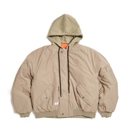 江戶勝 日系 男裝 防寒連帽飛行外套(灰卡其) #外套