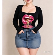 FYANG Longsleeve DTF Print Top for Women