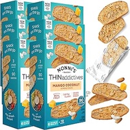 Nonni's THINaddictives Almond Thin Cookies - 6 Boxes Mango &amp; Coconut Almond Cookies - Biscotti Italian Cookies - Cookie Thins - Sweet Crunchy &amp; Chewy - Perfect w/ Coffee - Kosher - 4.4 oz