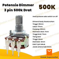 Potensio Dimmer 3 pin 500k Drat Mono Kaki 3 Tekuk Dimer On Off Tiang Besi 504