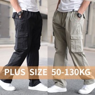 Plus Size pant M-6XL Cotton Thin Cargo Pants Men Promotion Sports Elastic Waist Trousers