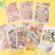 8 Sets Cute DIY 3D House Stickers PET 3D Miniature Scene Stickers Reusable for Home Decor SHOPQJC526