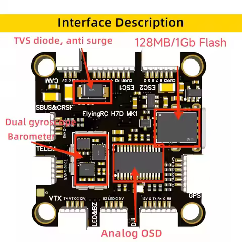 FlyingRC H7D MK1 H743 FPV Flight Controller FC DPS310/SPL06 Version Support Analog/Digital VTX BF/IN