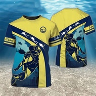 Men's Summer Diving 3D Printed T-Shirt, Short Sleeved Top, Casual Oversized Travel Clothing,  Top 57