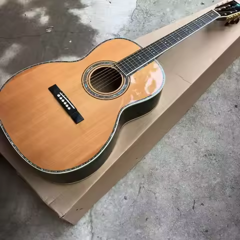38 inch 00042 series solid wood polished abalone inlaid with glossy acoustic acoustic guitar