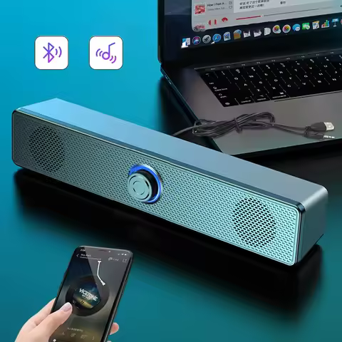 Surround Sound Bar Wired Computer Speakers Stereo Subwoofer Soundbar for Desktop Laptop PC TV Mini S
