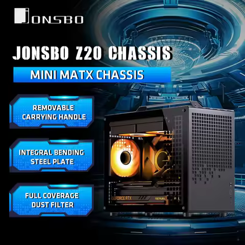 JONSBO Z20 PC Case M-ATX/ITX with Removable Carrying Handle Gaming Computer Chassis Compact transpar