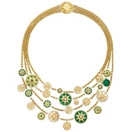 Christian Dior Gold, Rose Gold, Malachite, Mother of Pearl, Emerald and Diamond Rose Des Vents Necklace