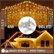 🐻DAILY🐻 4M 96LED Light Strip Curtain Light Waterproof Fairy String Lights Outdoor Curtains Wedding P