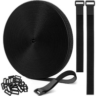 FOURGUN Tali Kabel Boleh Laras dengan 24 Gesper 1" x 16Ft - Pengikat Nilon Berpenutup Cangkuk & Gelu