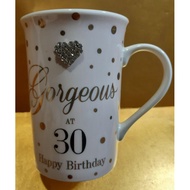 COFFEE CUP MAD DOTS (LASER & PAVEY) GORGEOUS AT 30 HAPPY BIRTHDAY