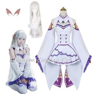 W Emilia Re Cosplay Costume Cloak Wig Anime Zero Halloween Party Maid Uniform Outfits Fo