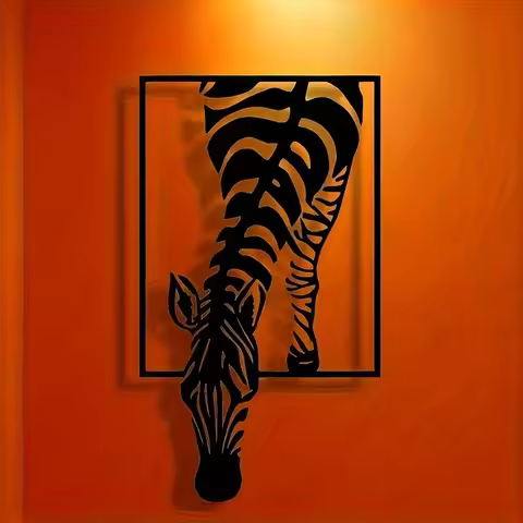 [Modern Zebra Metal Art] Minimalist Zebra Metal Wall Art - Modern Striped Iron Decor | Animal-Themed