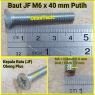 PUTIH Jf Bolt Flat Head Screwdriver Plus M6 x 40mm White Length 4cm M6x40