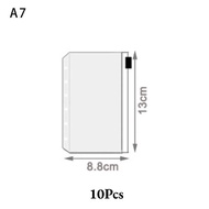 10Pcs A5 A6 A7 Binder Pockets Waterproof Zipper Pouch for 6 Ring Notebook Binder Clear Document Fili