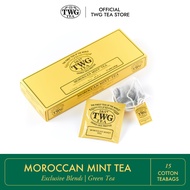 TWG Tea | Moroccan Mint Tea Green Tea Blend in 15 Hand Sewn Cotton Tea Bags in Giftbox 37.5g