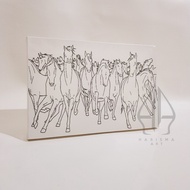 Kanvas Lukis Sketsa 20x30 cm Berkualitas/Kanvas Lukis Sketsa Mewarnai - Rombongan kuda