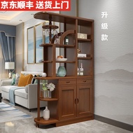 天鸣  实木酒柜客厅隔断柜玄关柜进门屏风柜装饰柜门厅柜双面储物鞋柜 胡桃色(升级款) 120*38*190【包安装】