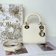 DIOR Lady dior蜥蜴皮戴妃包 - mini米白金
