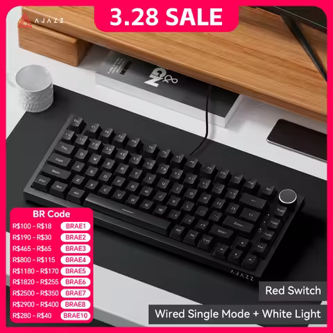 AJAZZ AK820 Wired With Rotary Volume Buttons Hot-Swappable Keys For Office And Home Mechanical Keybo