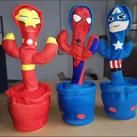 Cute Avengers Spiderman Iron Man Captain America Creative Dancing Cactus Talking Recording Repeating