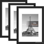 3 Pack A4 Picture Frame, A4 Black Picture Frames 21 X 29,7 cm, Frame Wall Hanging Landscape or Portr
